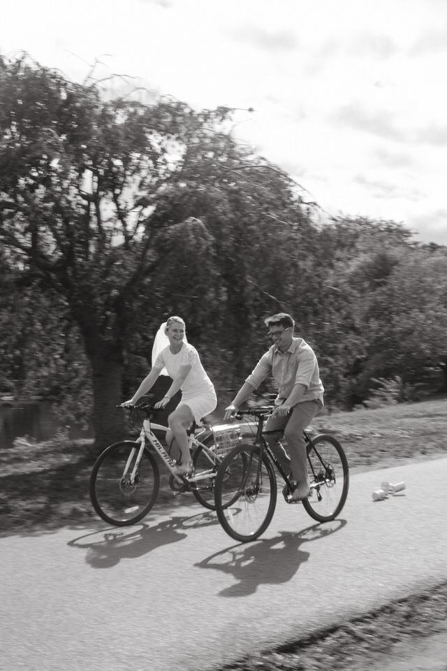 Riding bikes on your elopement day in the city