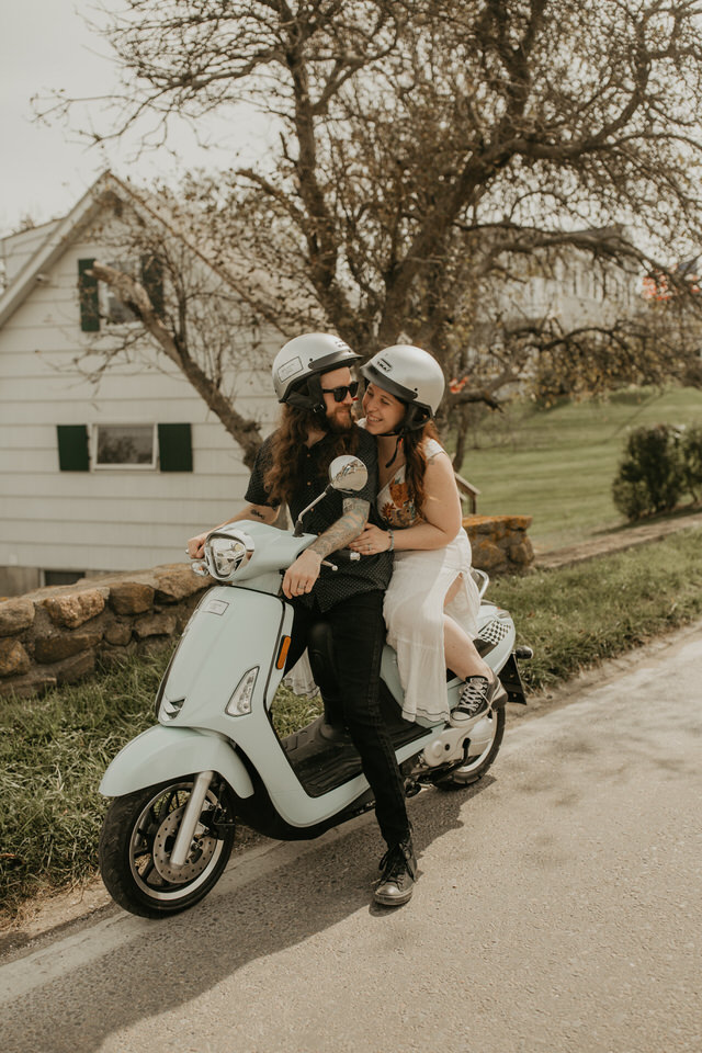 Moped elopement photos in Maine