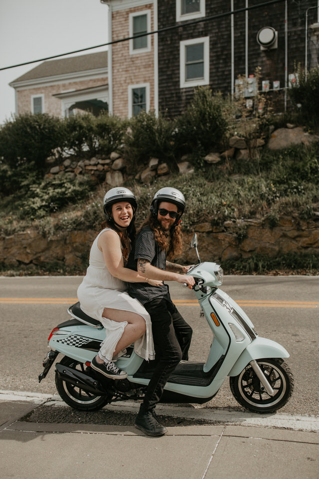 Moped elopement photos in New England 