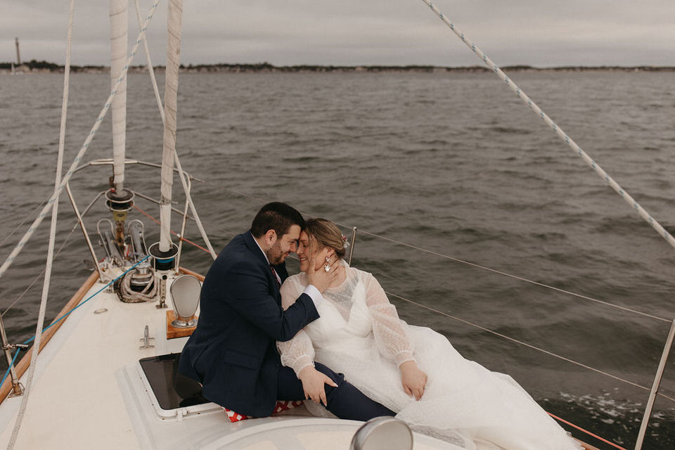 Elopement on a sailboat in New England