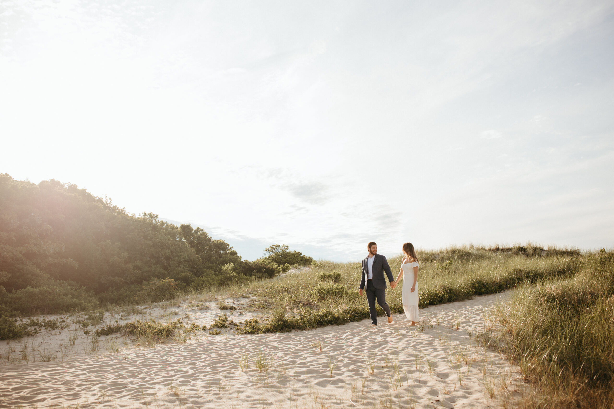Couple on the beach on Cape Cod for their elopement